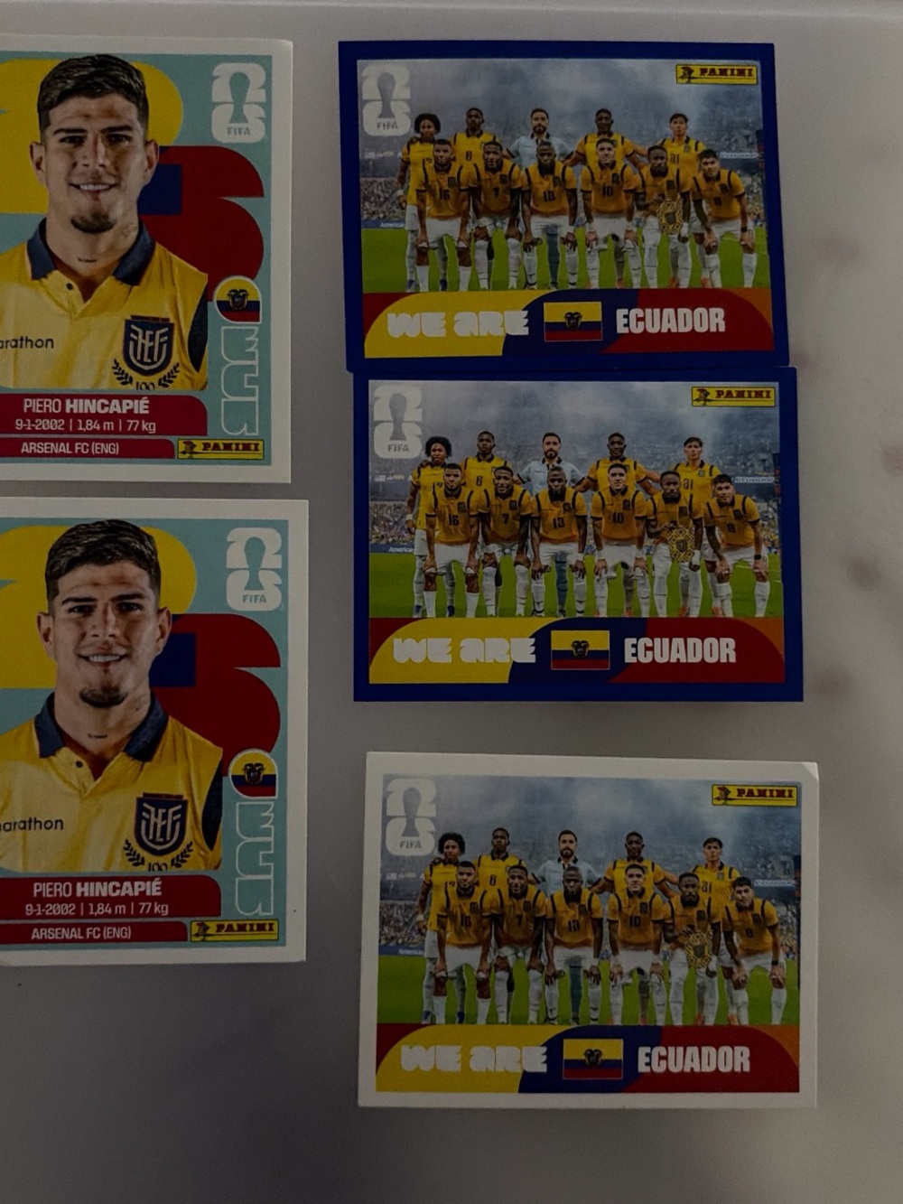 Panini Ecuador Team Stickers - Yellow & Blue